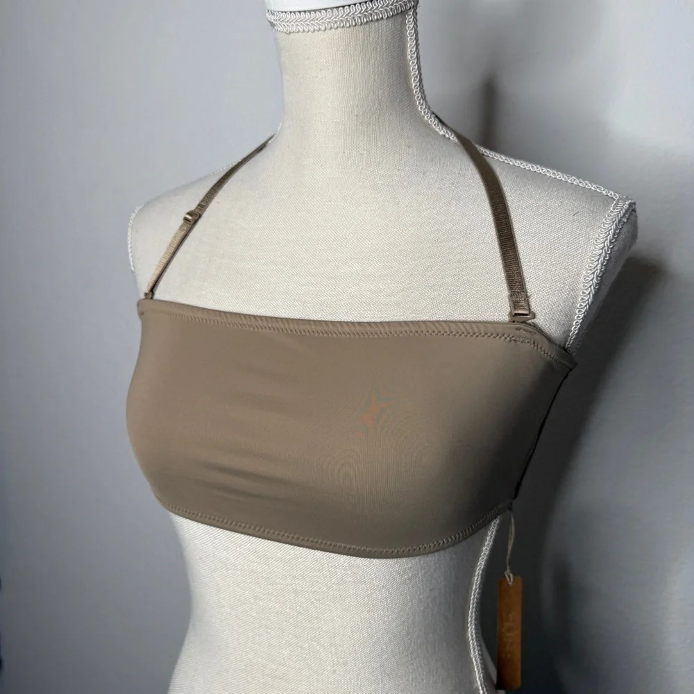 SKIMS Bandeau Bikini Top Desert Adjustable Strap Recycled Nylon NWT Size M